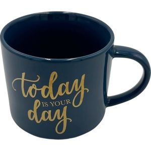 New Threshold Today is Your Day Navy Blue Mug Coffee Tea Porcelain Quote